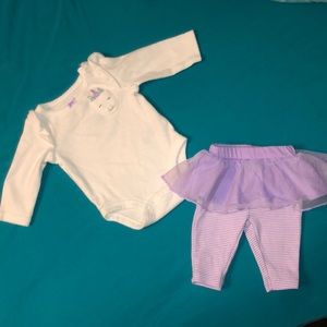 Carters babygirl, purple striped tutu unicorn  set
